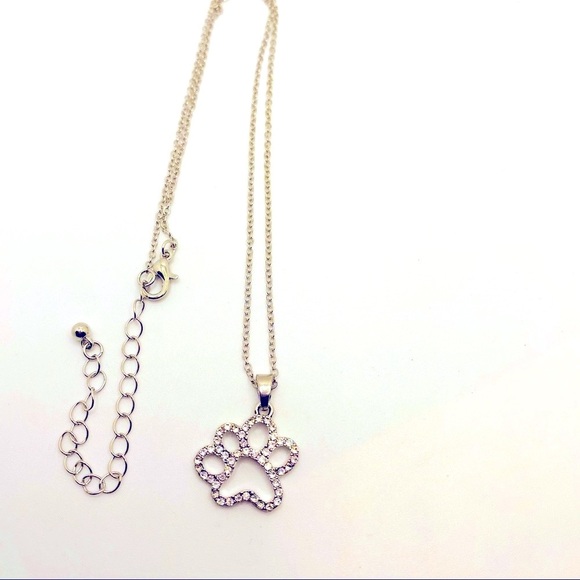 Necklace Paw Print in Rhinestones ! ADORABLE ! - Picture 10 of 15